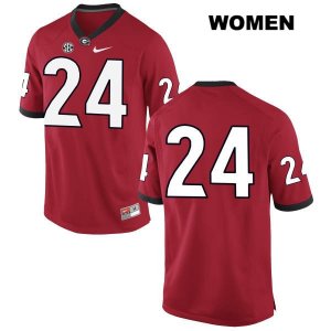 Women's Georgia Bulldogs NCAA #24 Dominick Sanders Nike Stitched Red Authentic No Name College Football Jersey VFB6754TA
